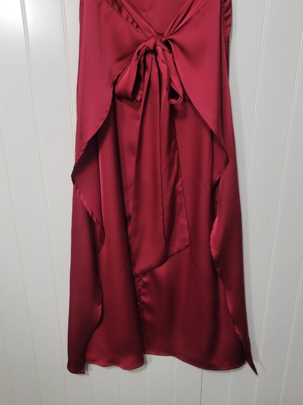 Amylynn Crimson Satin Tie Waist Dark Romantic Vamp Goth Indie Sleaze Midi Dress - Picture 7 of 16